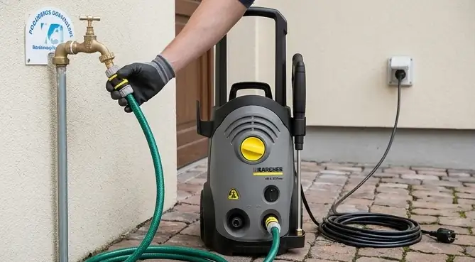 Przygotowanie odkurzacza piorącego Karcher Puzzi 10/1: odkurzanie tapicerki na sucho i wlewanie roztworu chemii do zbiornika